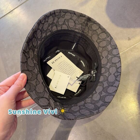 NWT COACH Unisex Signature Jacquard Bucket Hat CH401 Charcoal xs/s - Picture 7 of 9